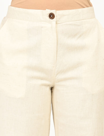 Classic Zip-Front Cotton Pants - Biege