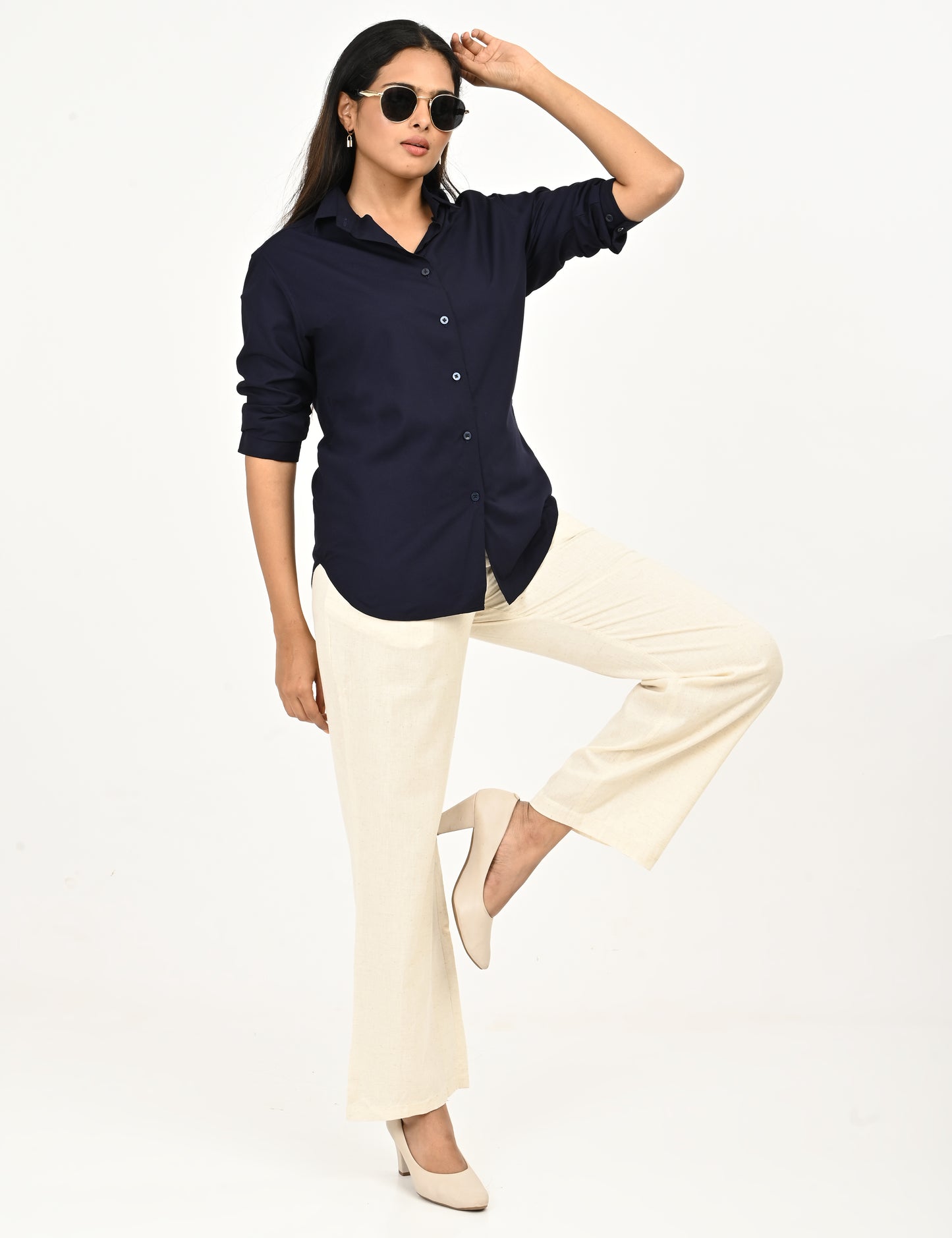 Classic Zip-Front Cotton Pants - Biege