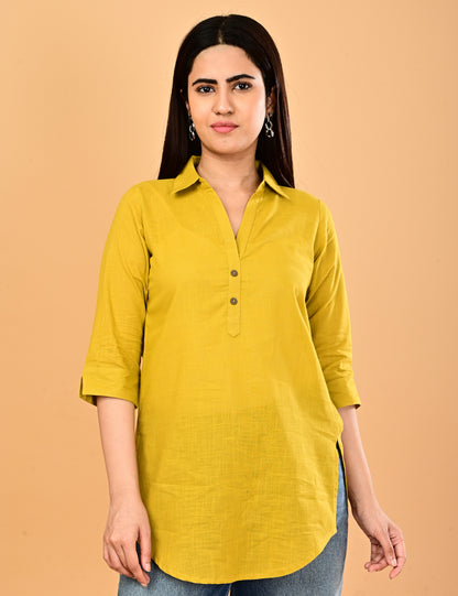 Cotton Solid Short top - Mustard