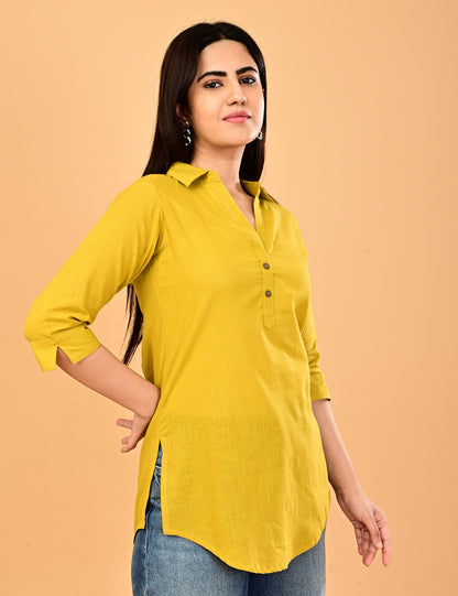 Cotton Solid Short top - Mustard