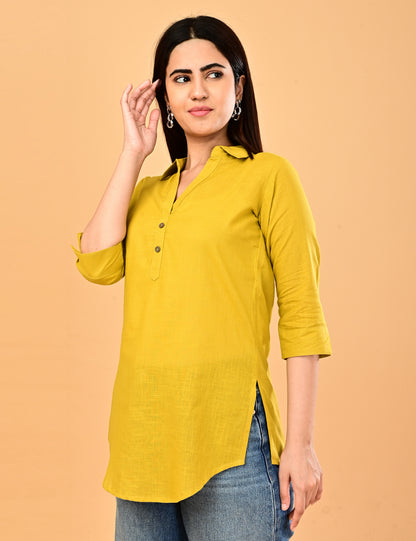 Cotton Solid Short top - Mustard