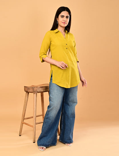Cotton Solid Short top - Mustard