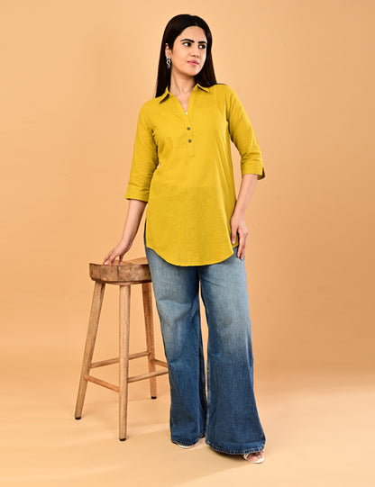 Cotton Solid Short top - Mustard