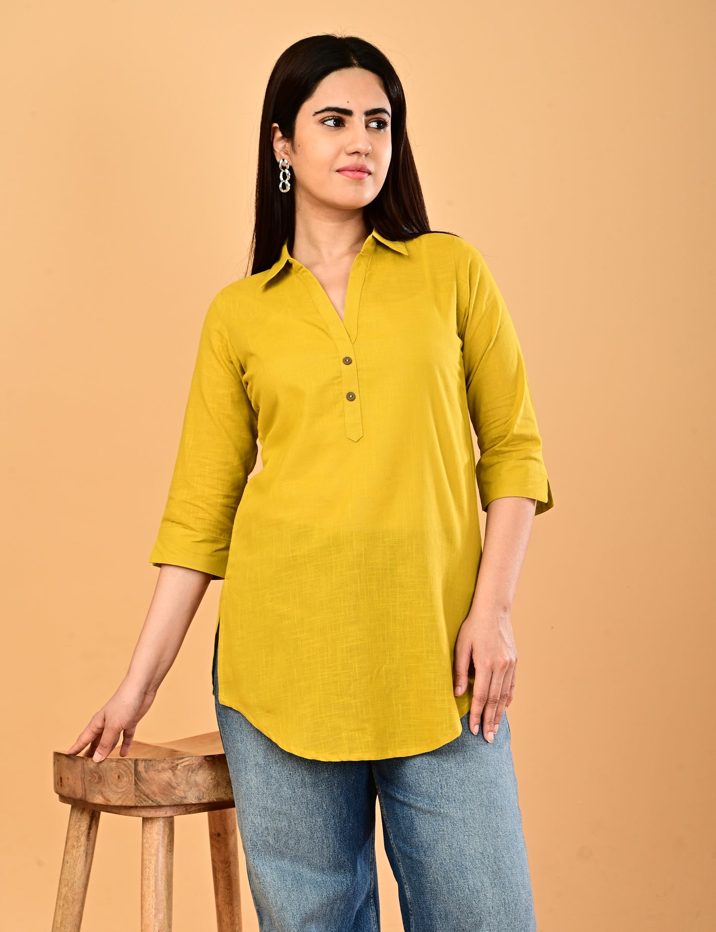 Cotton Solid Short top - Mustard