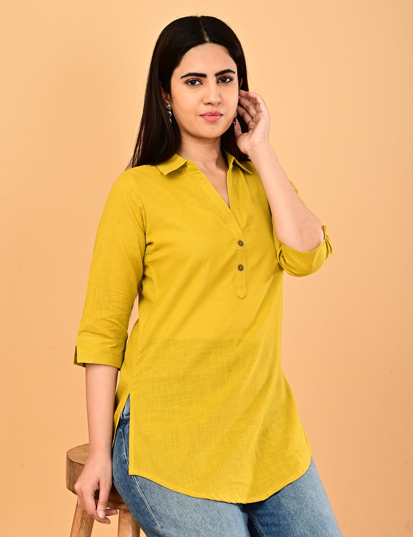 Cotton Solid Short top - Mustard