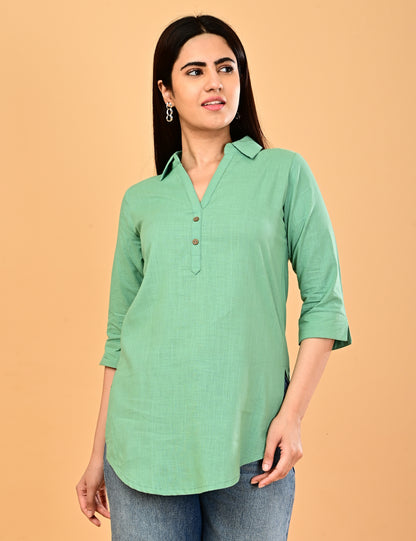 Cotton Solid Short top - Mint Green