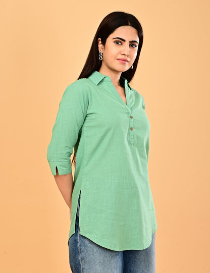 Cotton Solid Short top - Mint Green