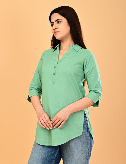 Cotton Solid Short top - Mint Green