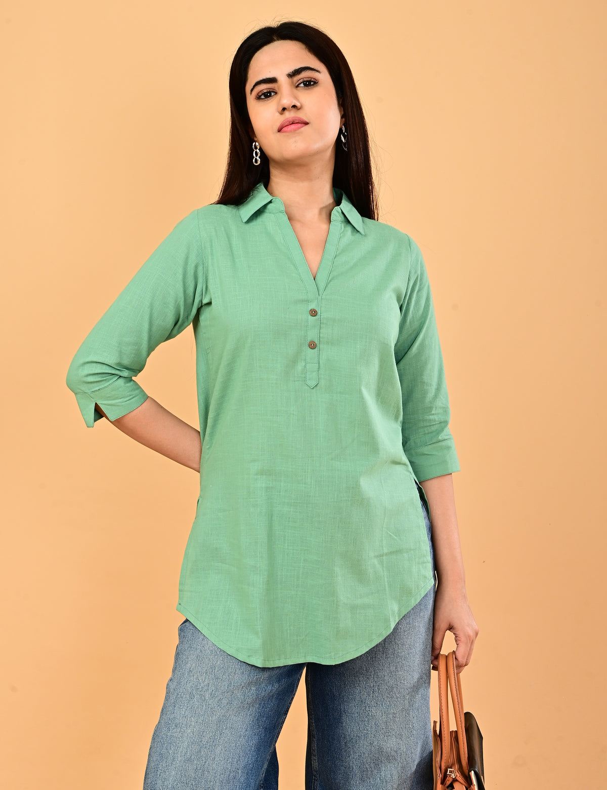 Cotton Solid Short top - Mint Green