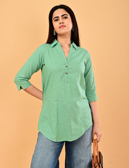 Cotton Solid Short top - Mint Green