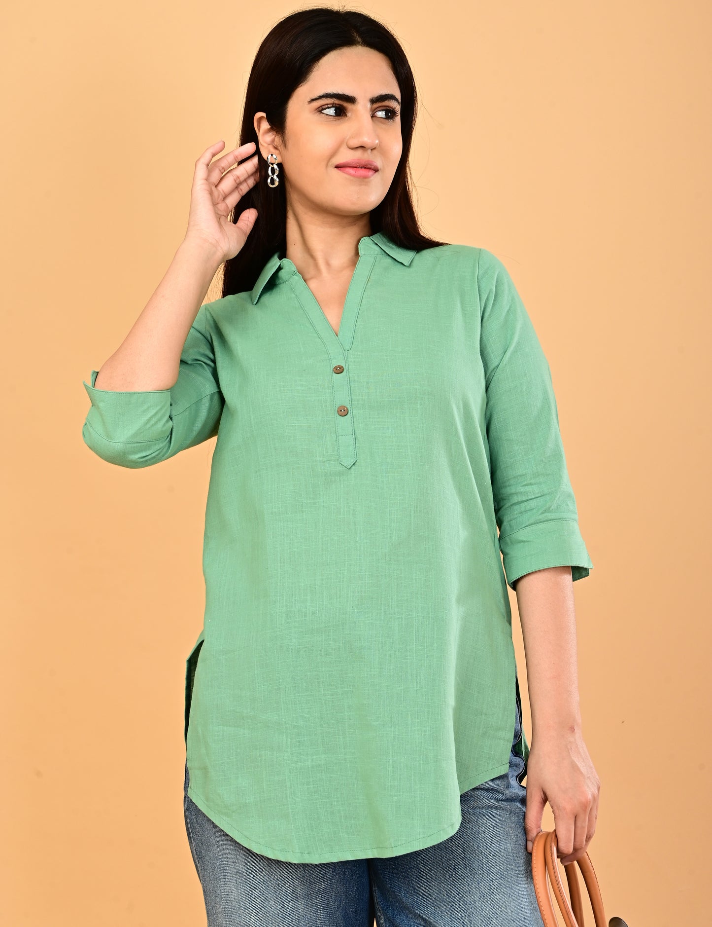Cotton Solid Short top - Mint Green