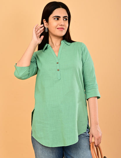 Cotton Solid Short top - Mint Green