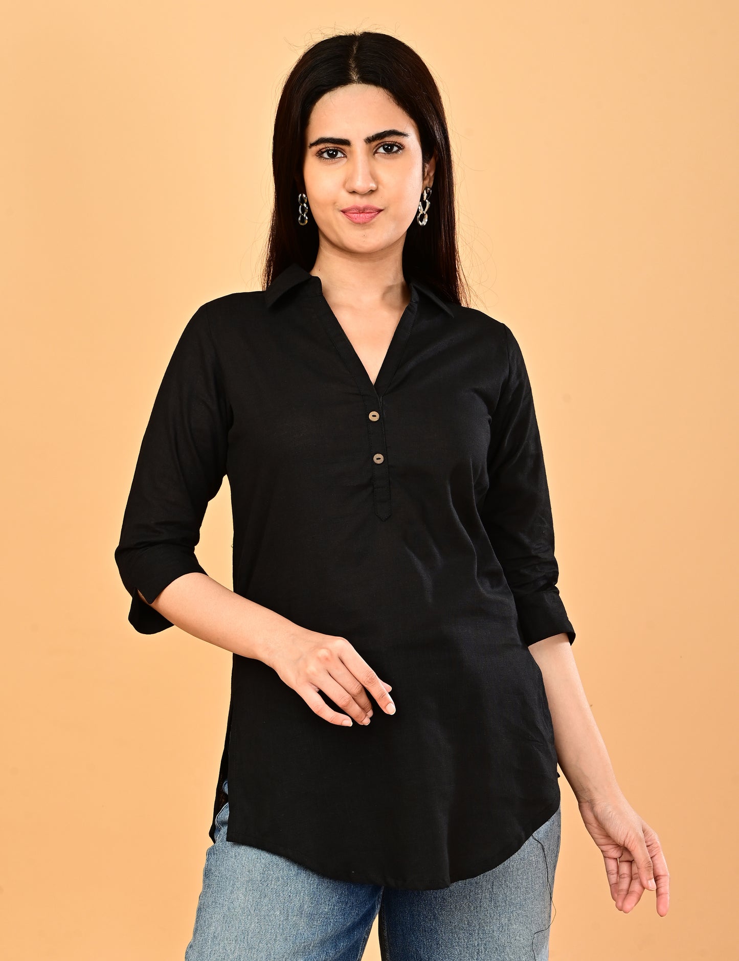 Cotton Solid Short top - Black