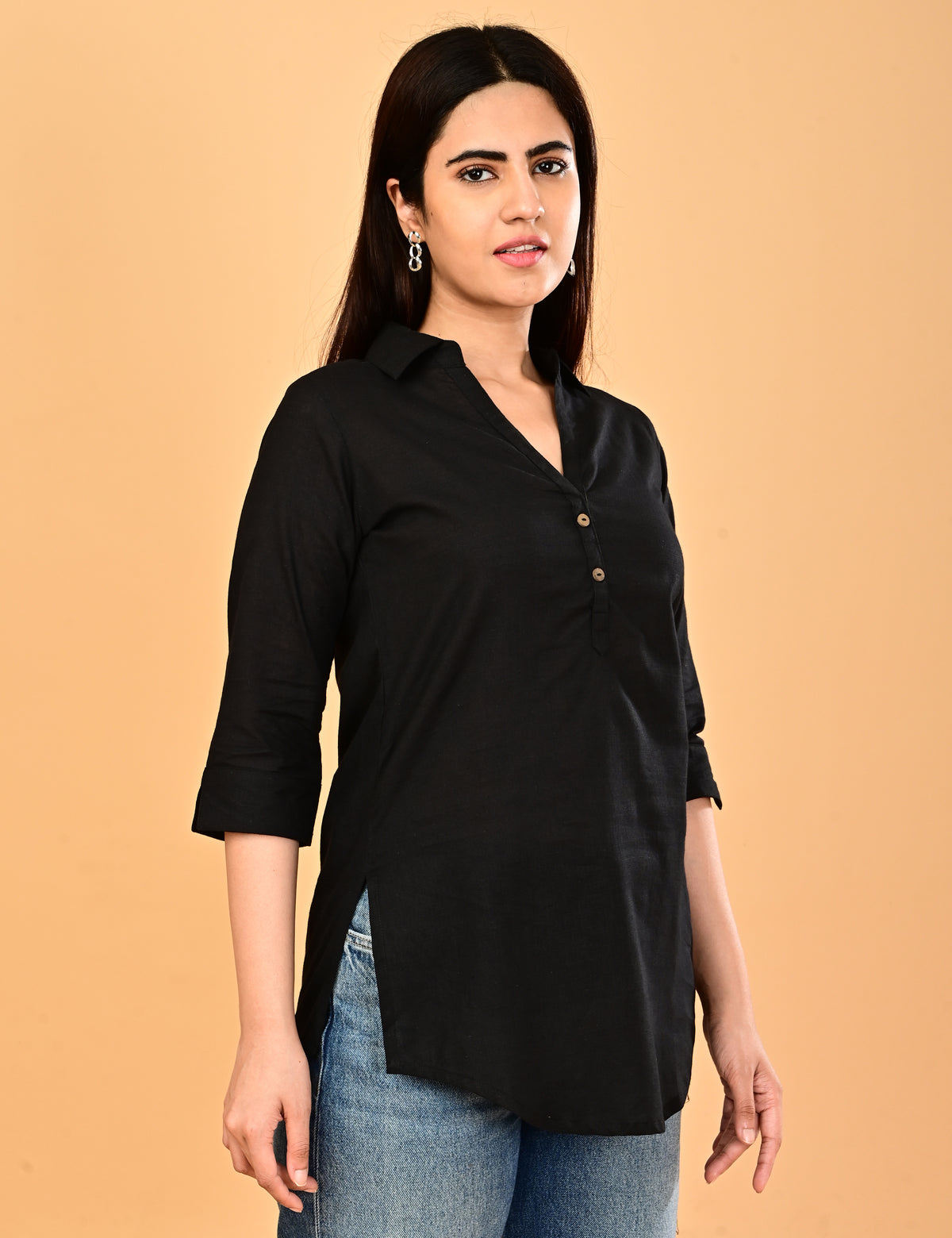 Cotton Solid Short top - Black