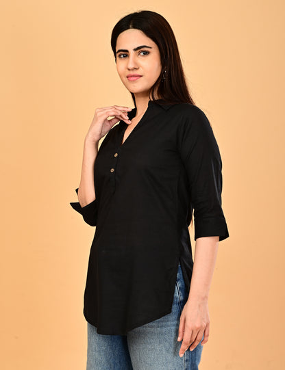 Cotton Solid Short top - Black