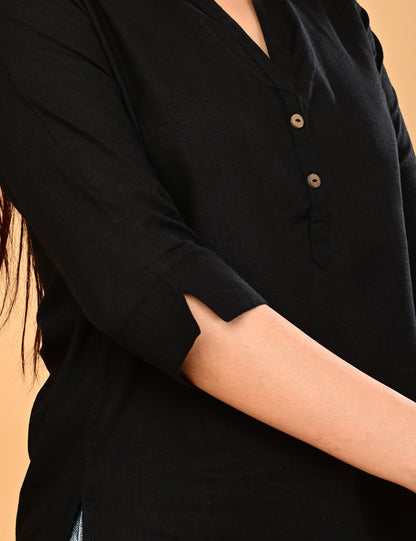 Cotton Solid Short top - Black