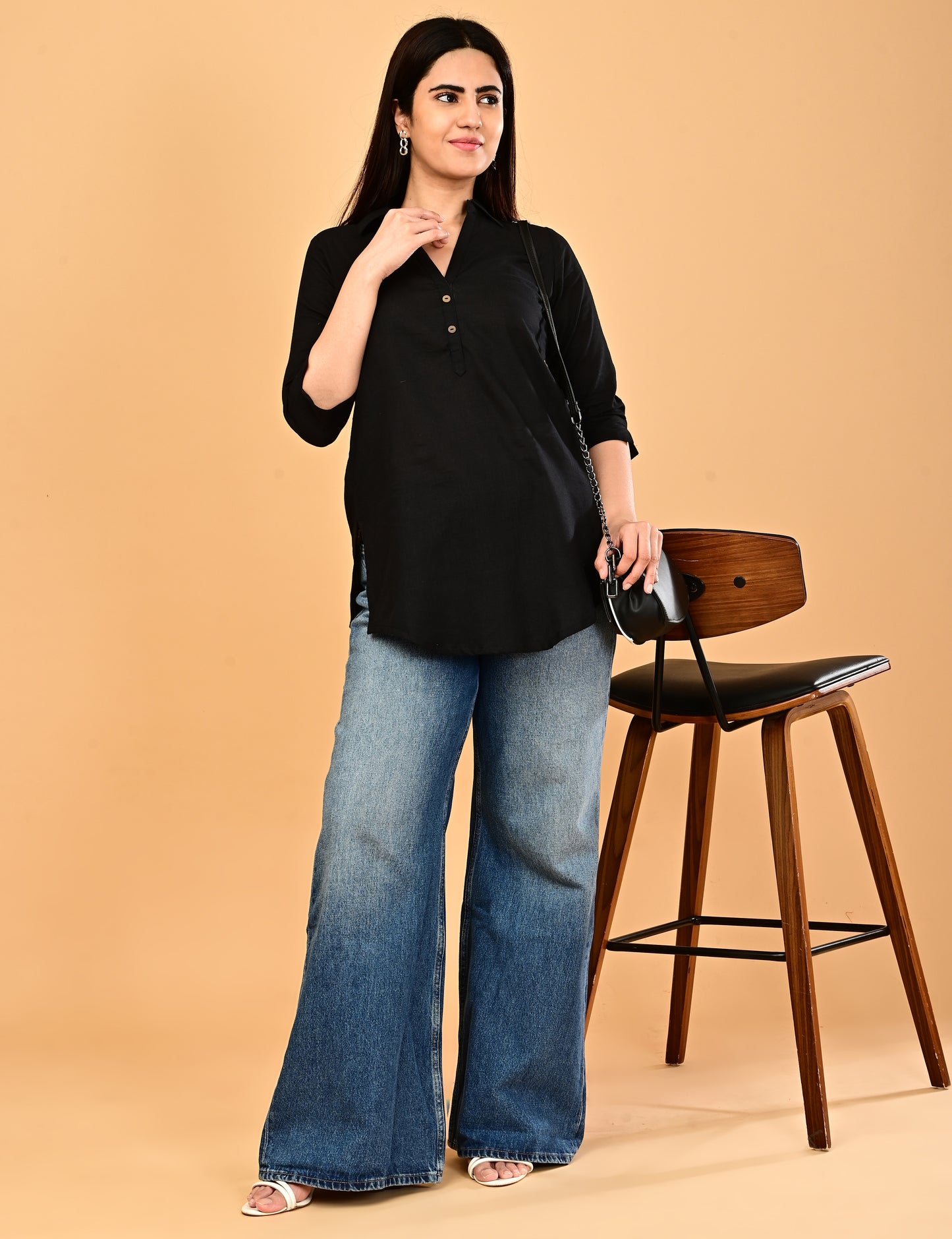 Cotton Solid Short top - Black