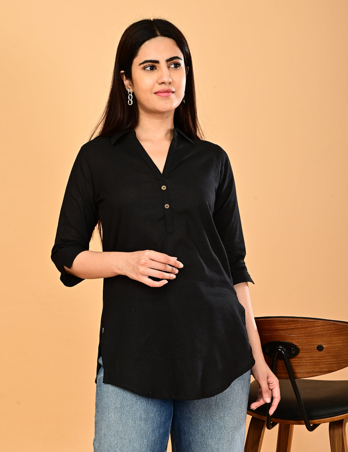 Cotton Solid Short top - Black