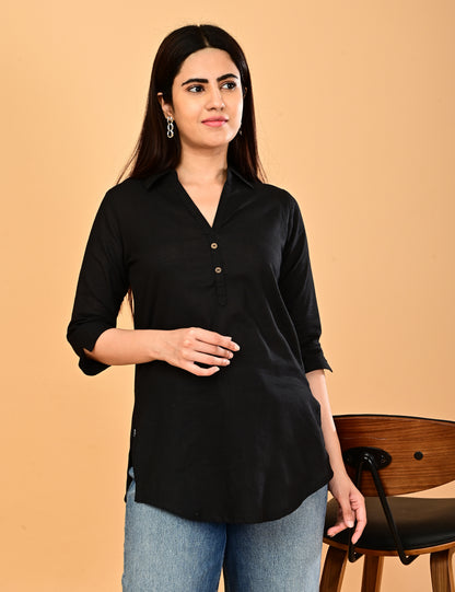 Cotton Solid Short top - Black
