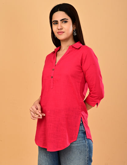 Cotton Solid Short top - Pink
