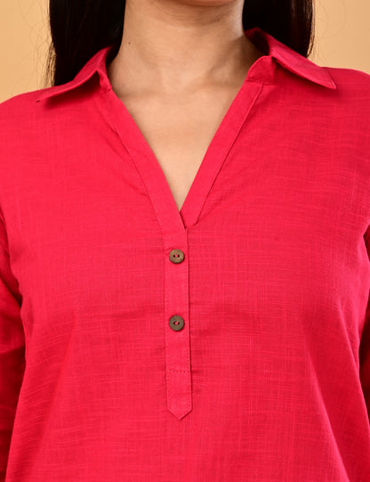 Cotton Solid Short top - Pink