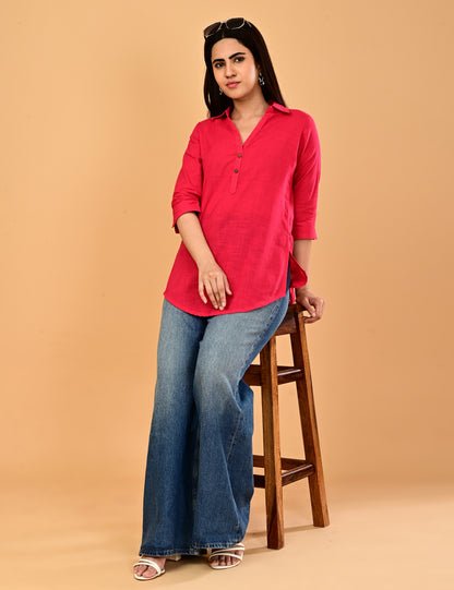 Cotton Solid Short top - Pink