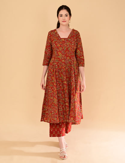 Aramya Terracotta Red Premium Cotton Coord Set