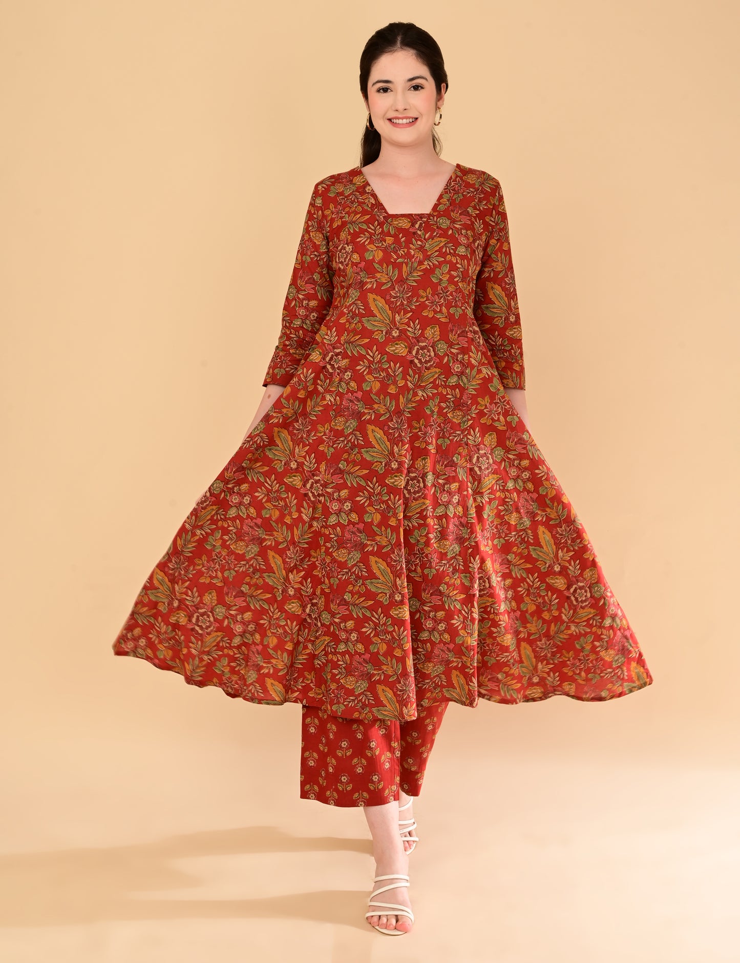Aramya Terracotta Red Premium Cotton Coord Set