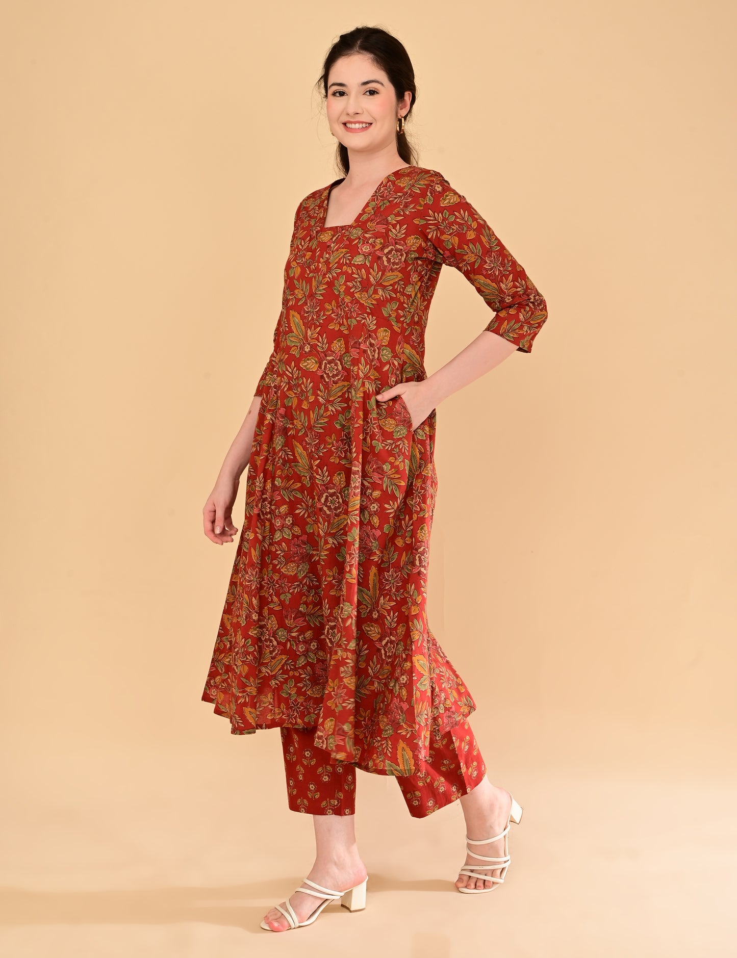 Aramya Terracotta Red Premium Cotton Coord Set