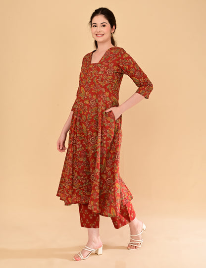 Aramya Terracotta Red Premium Cotton Coord Set