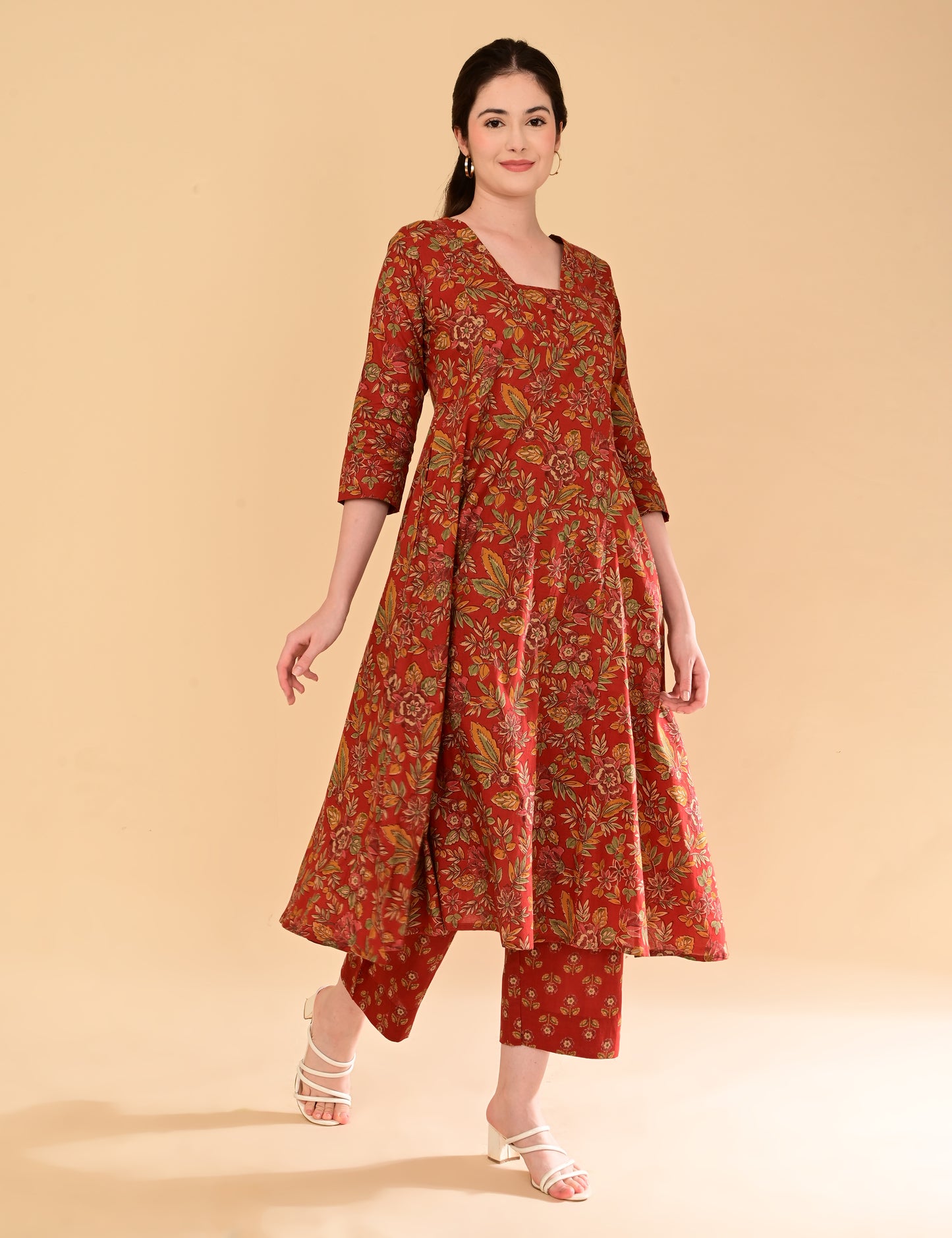 Aramya Terracotta Red Premium Cotton Coord Set