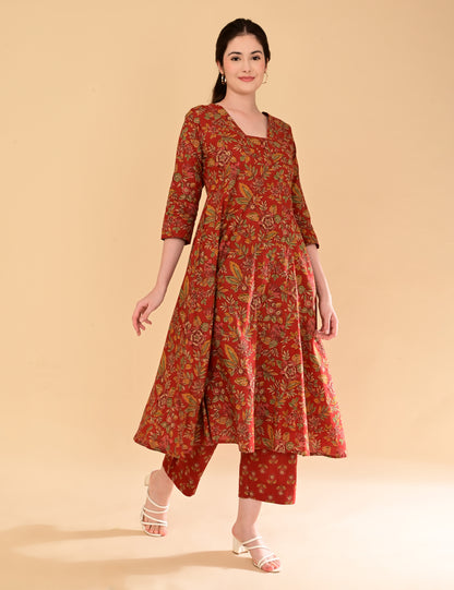 Aramya Terracotta Red Premium Cotton Coord Set