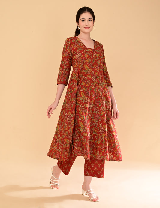 Aramya Terracotta Red Premium Cotton Coord Set