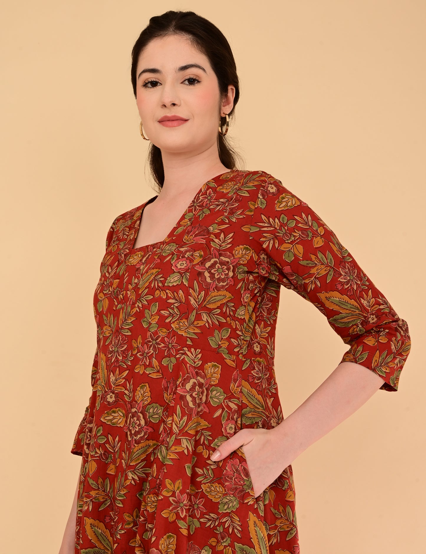 Aramya Terracotta Red Premium Cotton Coord Set
