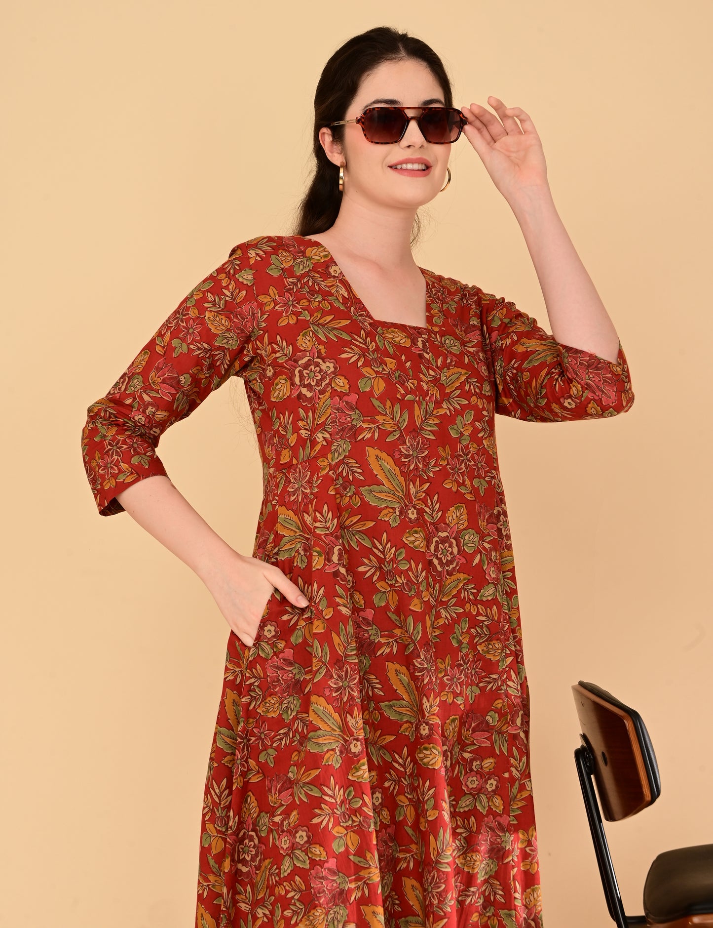 Aramya Terracotta Red Premium Cotton Coord Set