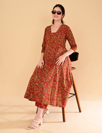 Aramya Terracotta Red Premium Cotton Coord Set