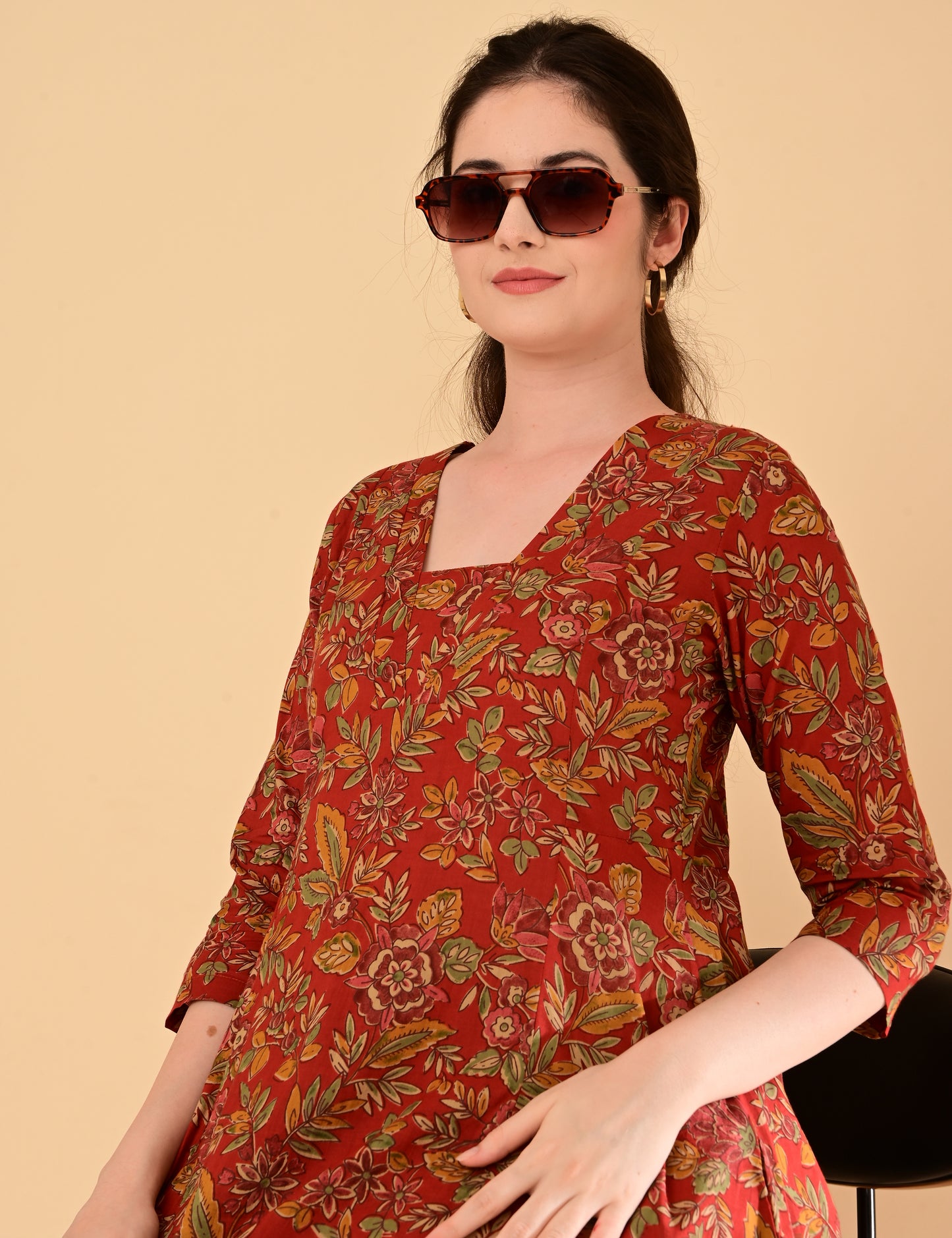 Aramya Terracotta Red Premium Cotton Coord Set