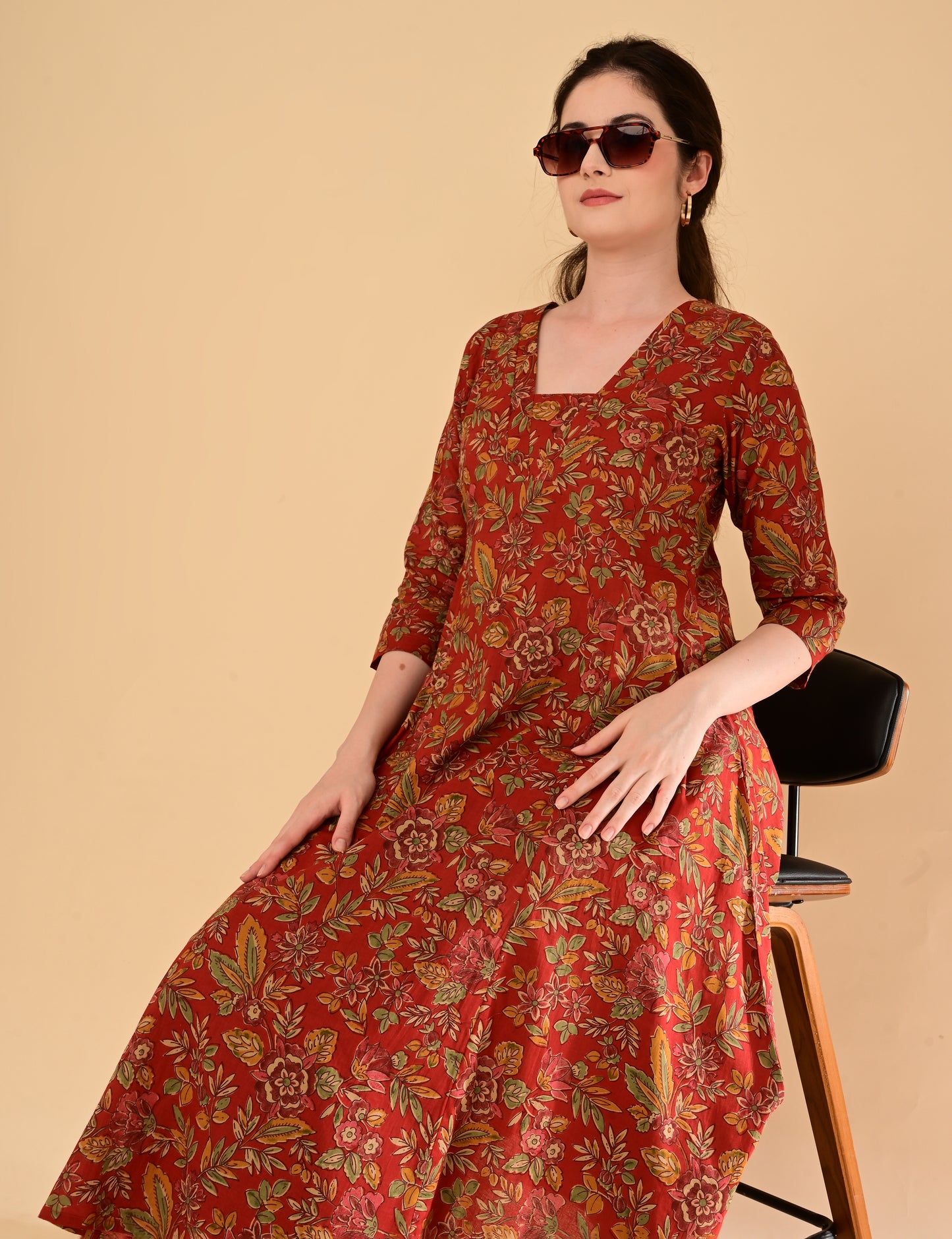Aramya Terracotta Red Premium Cotton Coord Set