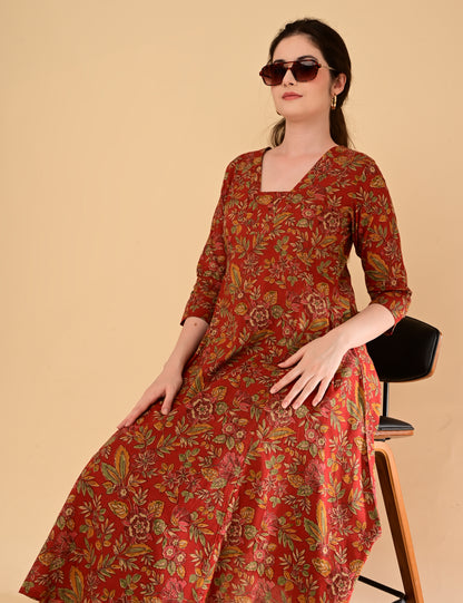 Aramya Terracotta Red Premium Cotton Coord Set