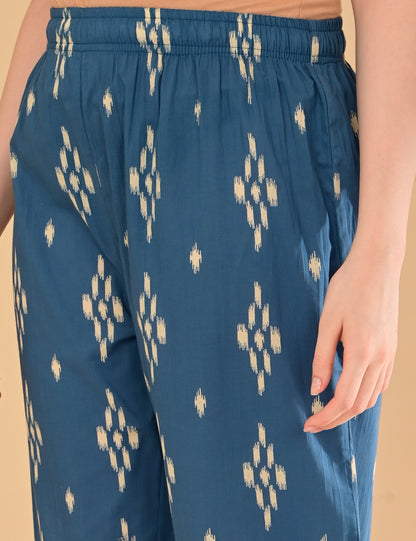 Aramya Indigo Ikat Premium Cotton Coord Set