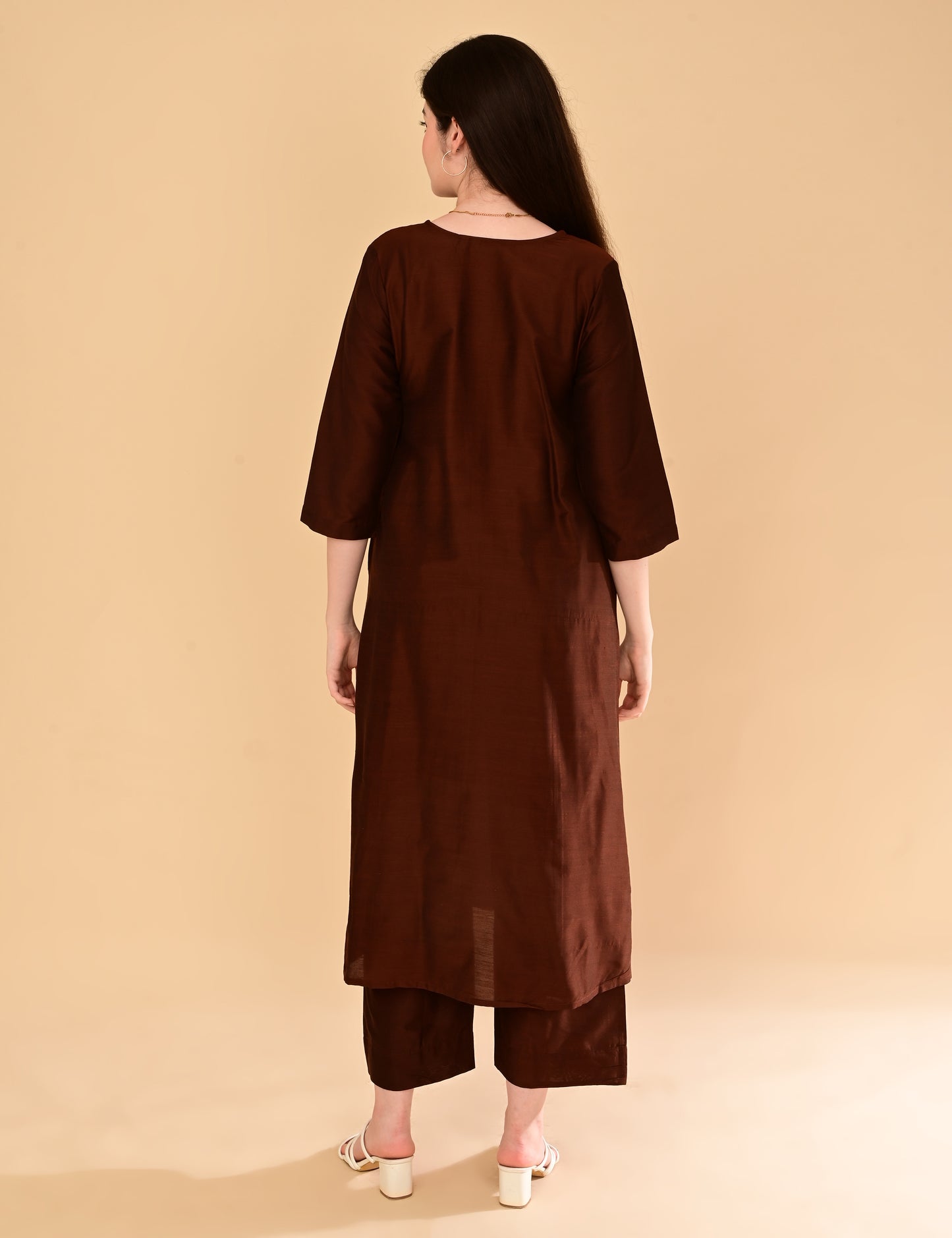 Ira Luxe Brown Silk Cotton Set