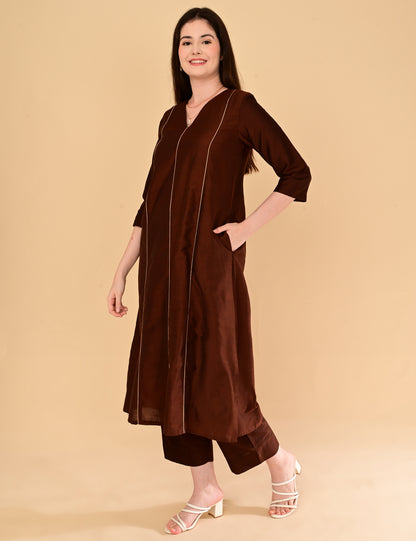 Ira Luxe Brown Silk Cotton Set