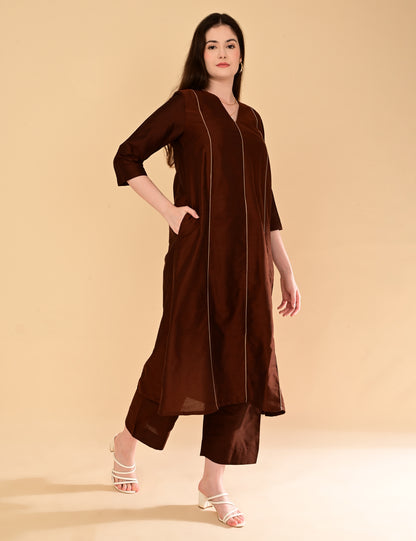 Ira Luxe Brown Silk Cotton Set
