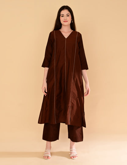 Ira Luxe Brown Silk Cotton Set