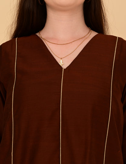 Ira Luxe Brown Silk Cotton Set