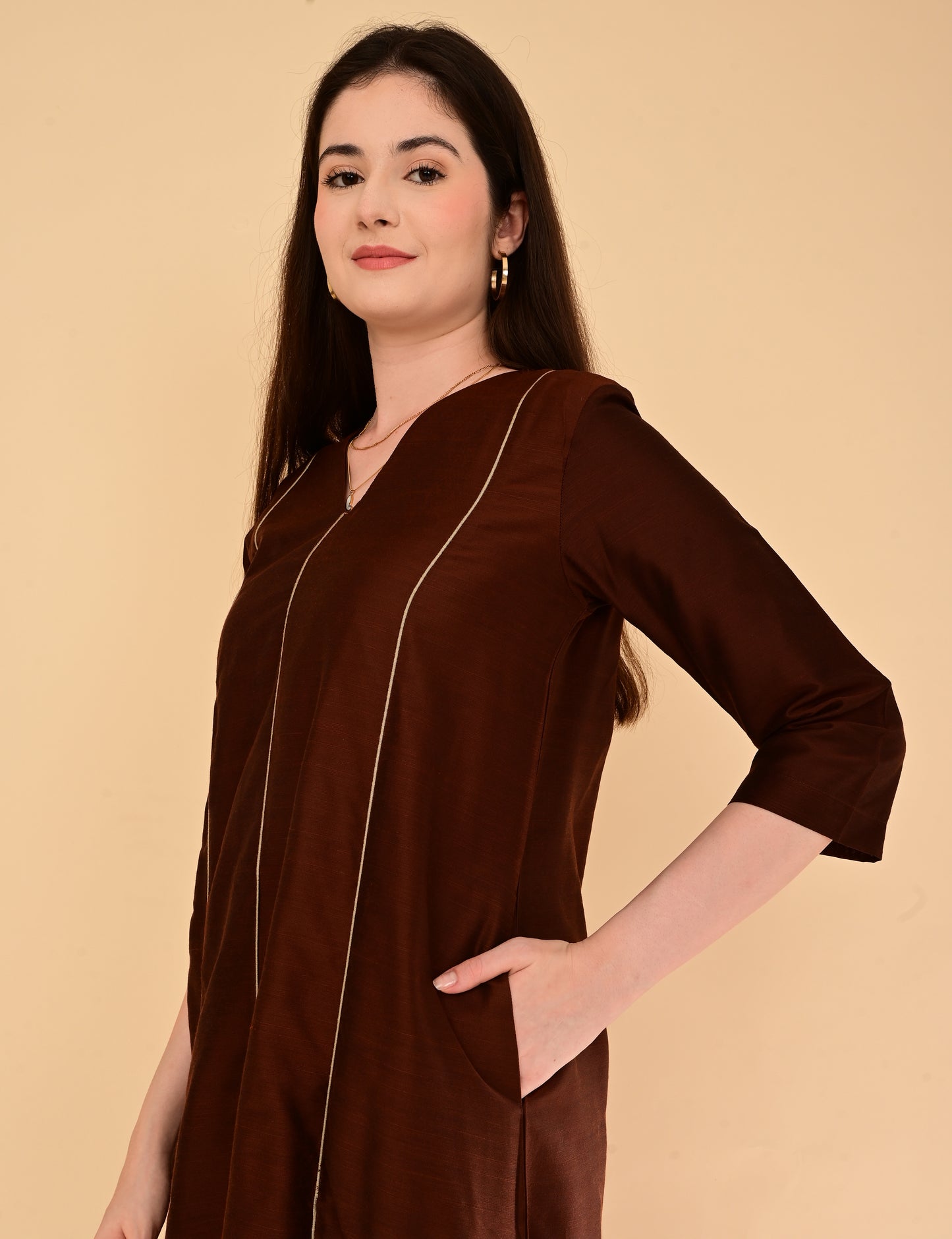 Ira Luxe Brown Silk Cotton Set
