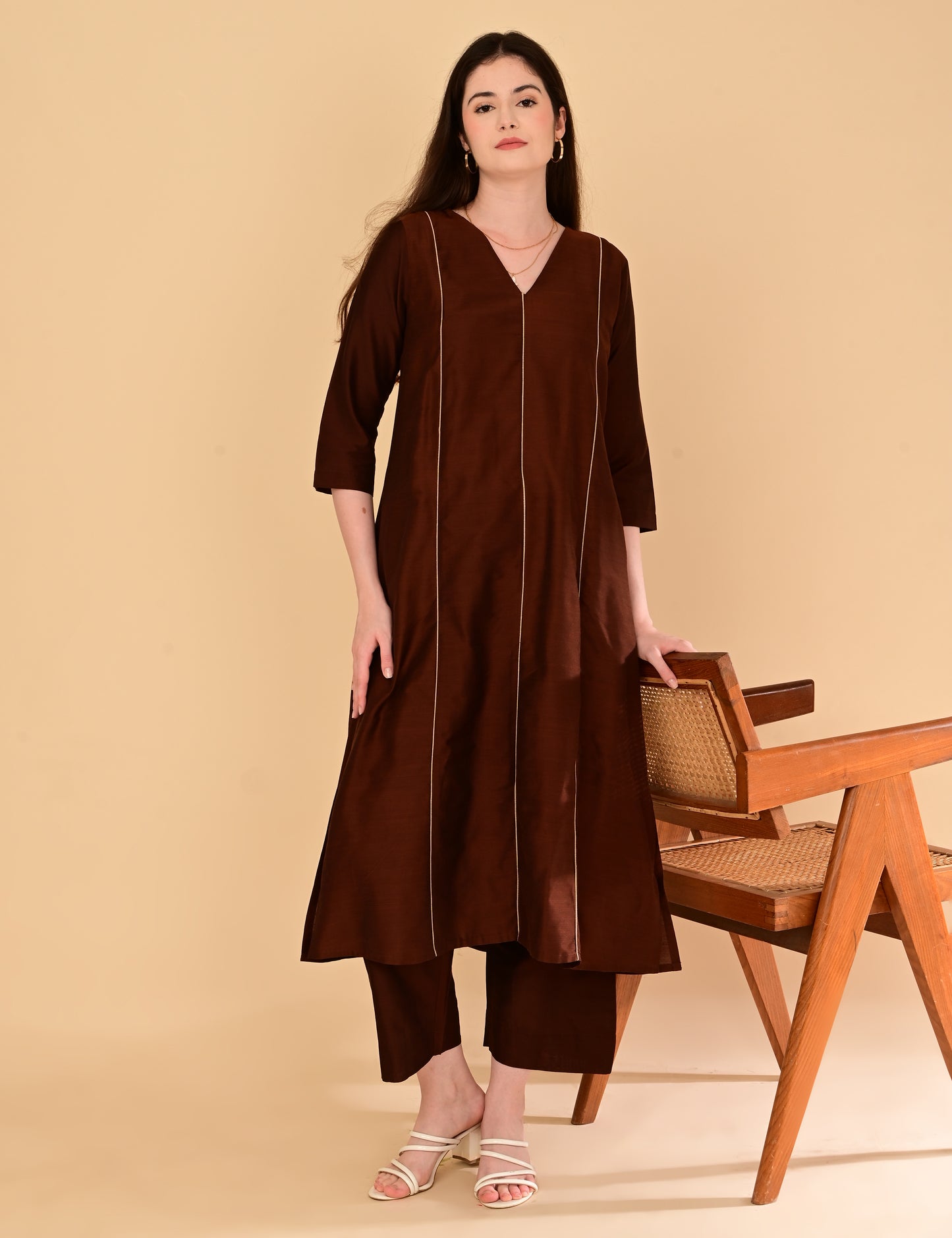 Ira Luxe Brown Silk Cotton Set