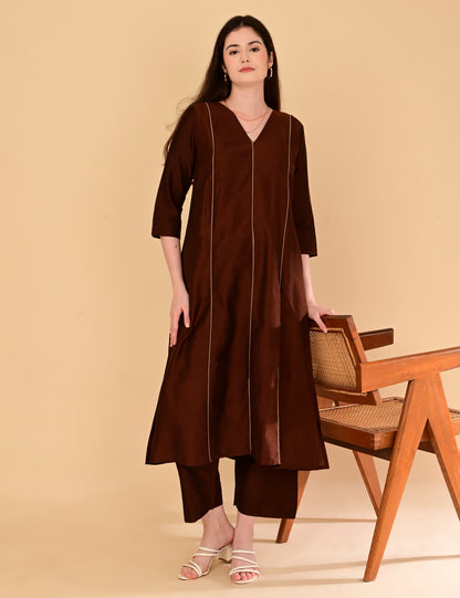 Ira Luxe Brown Silk Cotton Set