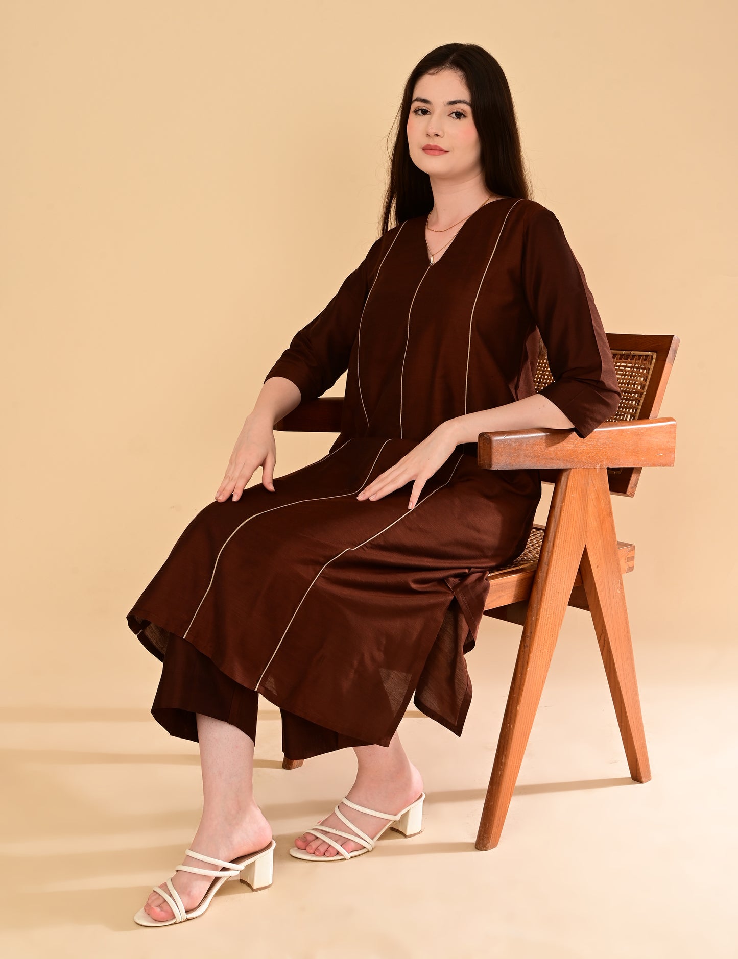Ira Luxe Brown Silk Cotton Set