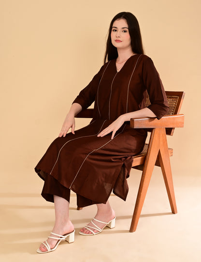 Ira Luxe Brown Silk Cotton Set